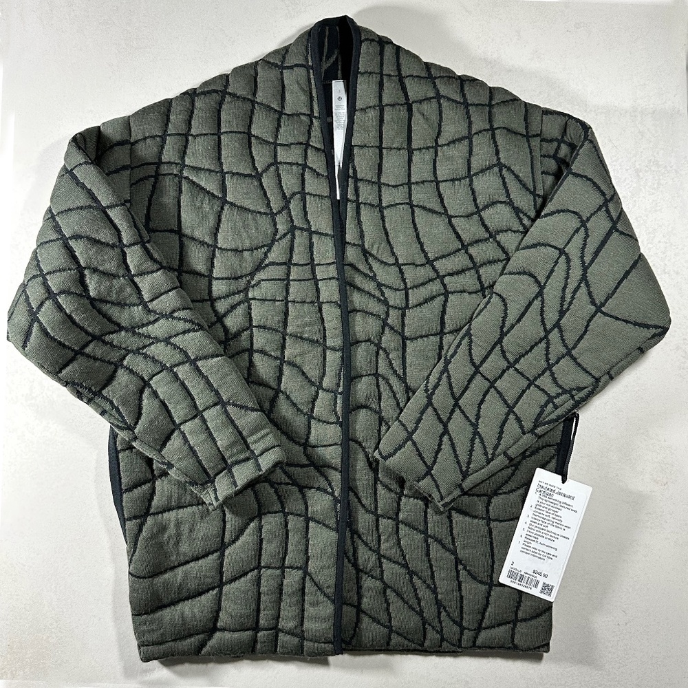 Lululemon Women Insulated Jacquard Cardigan Jacket, Army Green, Sz.4